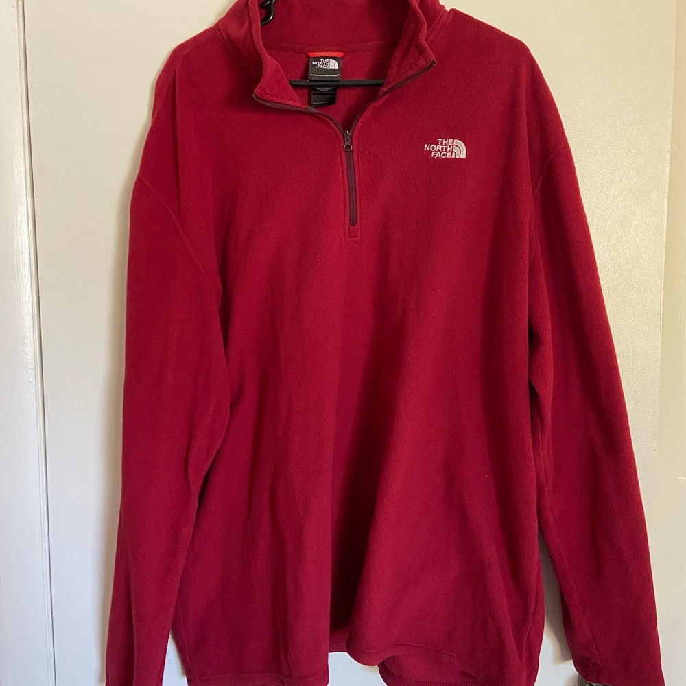 Mens Red Fleece North Face 1/4 Zip